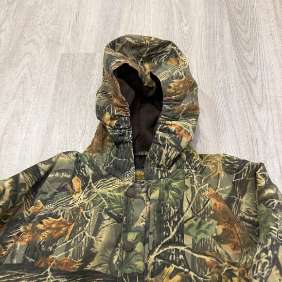 Vintage Cabelas Camo Hooded Jacket Size Small Green Camouflage Full Zip Hunting - Picture 3 of 7
